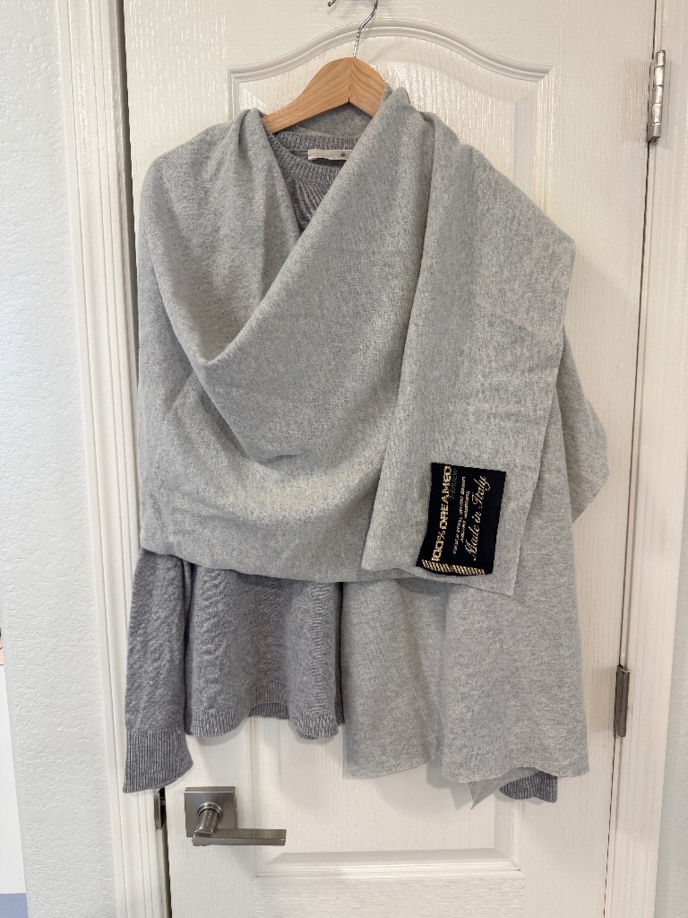 Golden Goose Deluxe Brand Wool Cashmere Scarf Sweater Gray L Made Italy